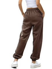 Loose Fit Drawstring Joggers in Pink, fabric detail