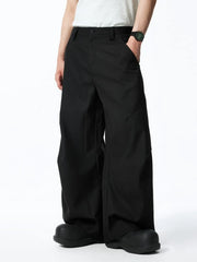 Black relaxed fit oversized men's sweatpants with a wide leg and pockets.