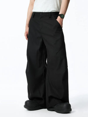 Black relaxed fit oversized men's sweatpants with a wide leg and pockets.
