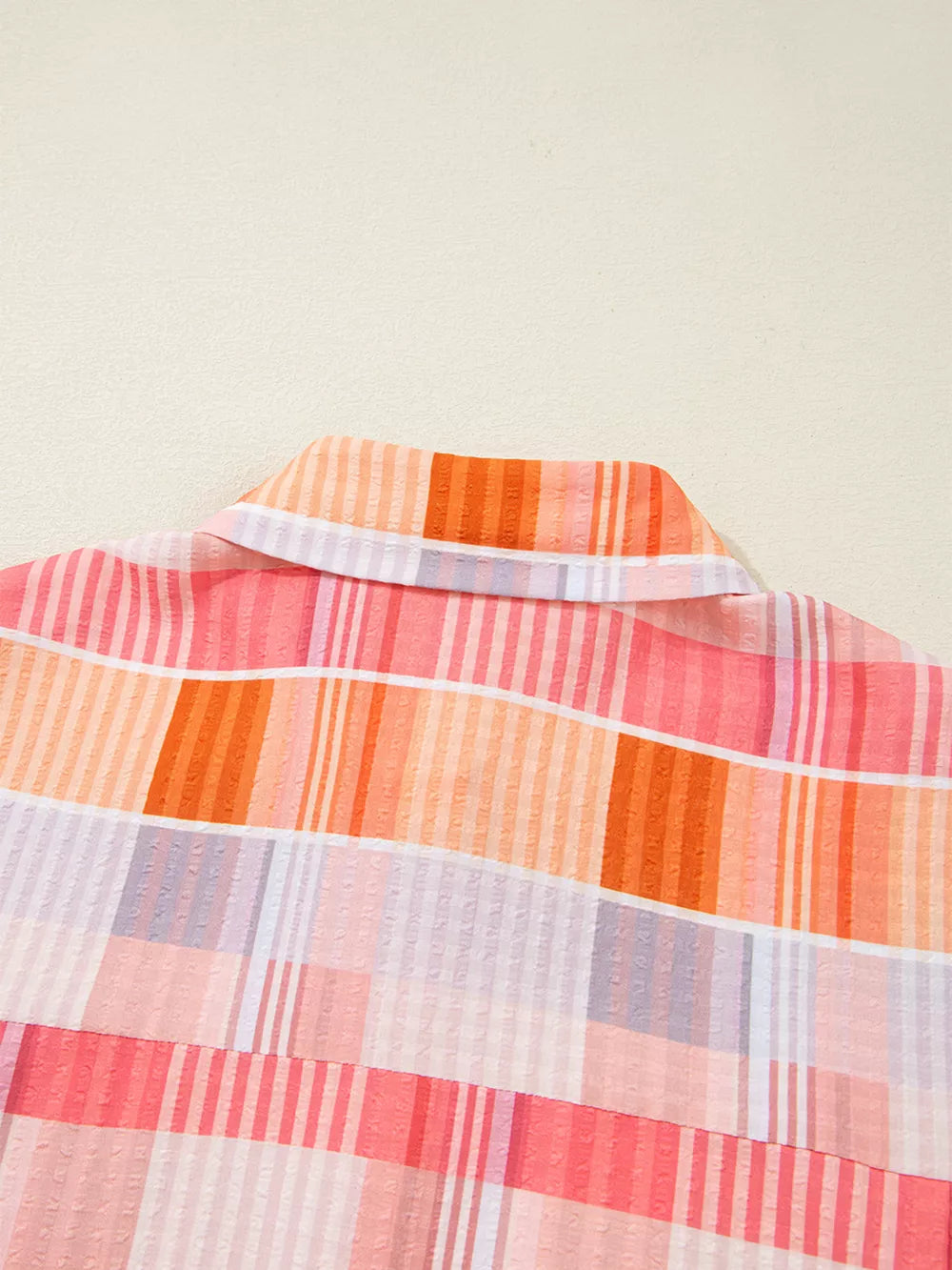 Oversized Check Tunic Shirt in Sherbet, back view