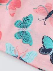 Children S Butterfly Print Ruffle Sleeve Dress, model styling view