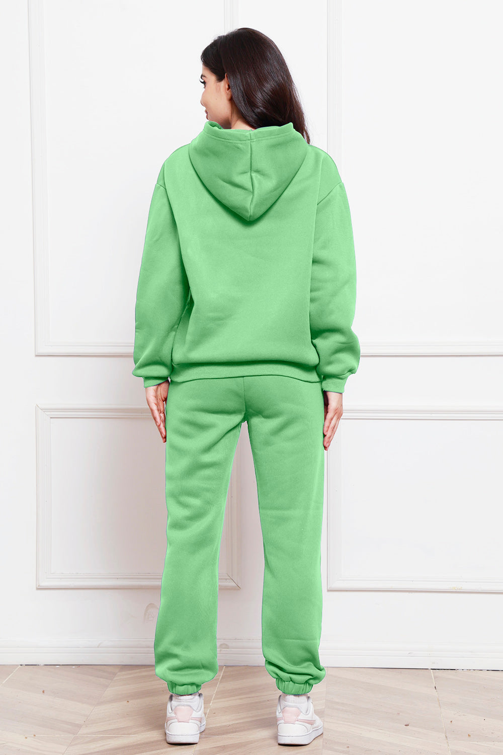 Mint green relaxed fit hoodie and joggers set with cuffed ankles
