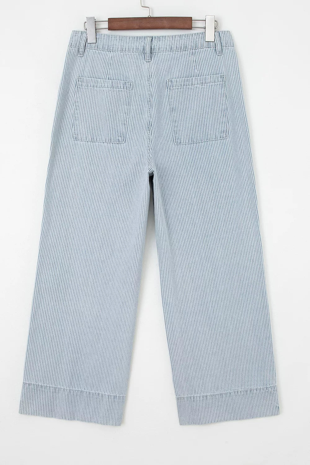 Striped Wide-leg Cropped Jeans in Light Blue, editorial view