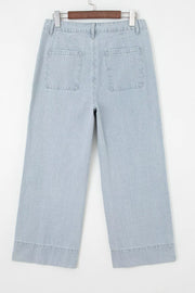 Striped Wide-leg Cropped Jeans in Light Blue, editorial view