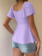 Sweetheart Neck Flutter Sleeve Top, view 18