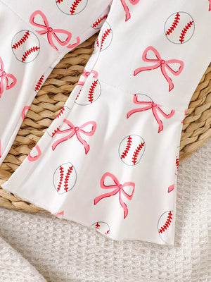 Children's Baseball Short Sleeve Bodysuit Set in White, back view