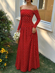 Off-the-shoulder Maxi Dress in Brown, view 21