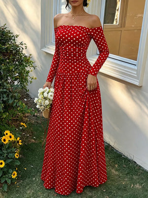 Off-the-shoulder Maxi Dress in Brown, view 21