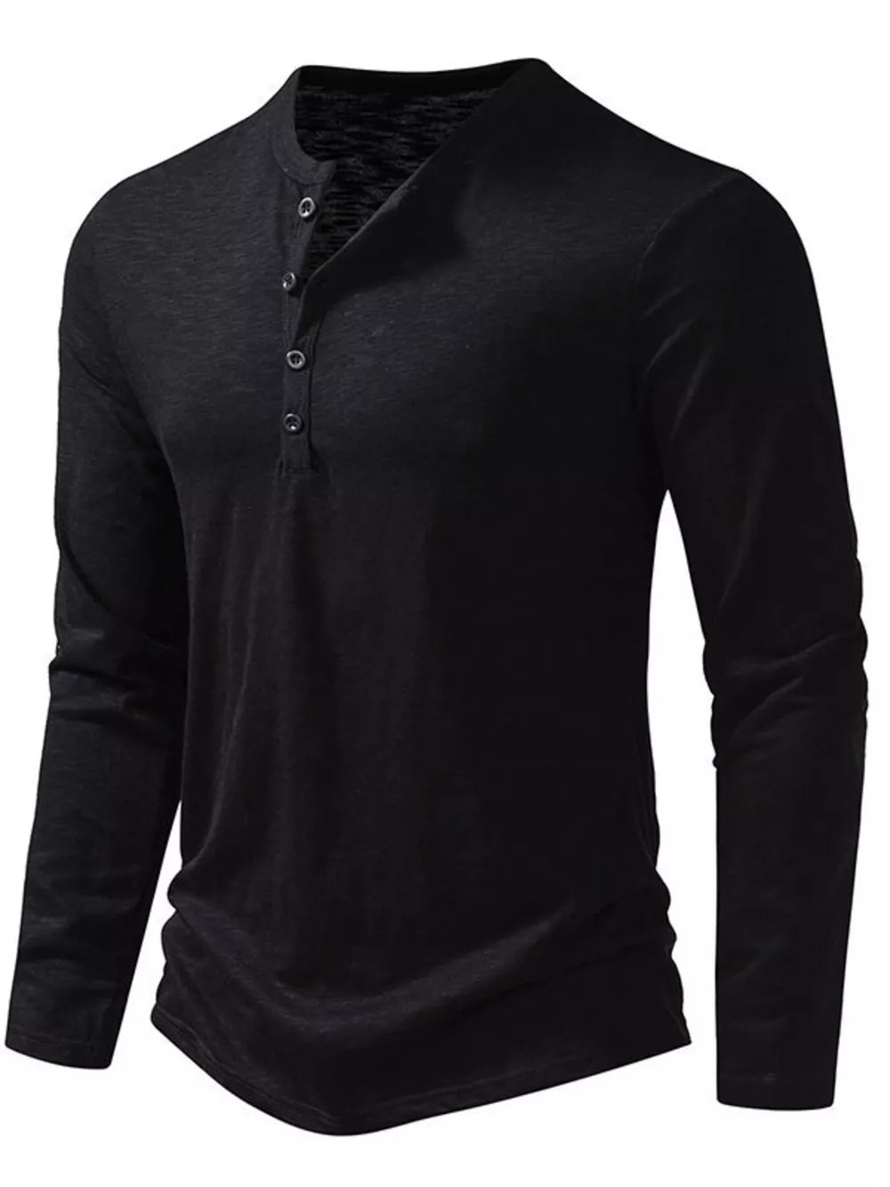 Men's Long Sleeve Henley T-shirt, close-up detail