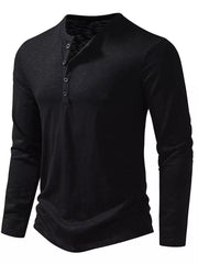 Men's Long Sleeve Henley T-shirt, close-up detail