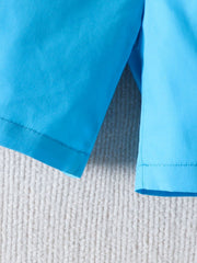 Blue cotton toddler shorts with stitched hems