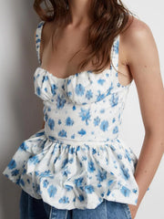 Charming Floral Ruffle Hem Tank