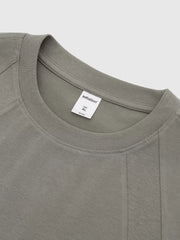 Men's Solid Color Short Sleeve T-shirt in White, close-up detail