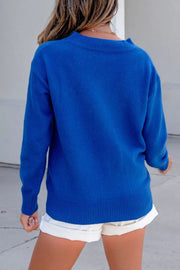 Duck Graphic Drop Shoulder Sweater in Royal Blue, alternate angle