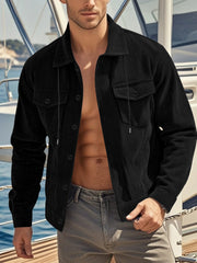 Casual Corduroy Jacket With Flap Pockets