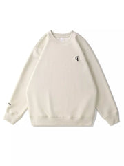 Plus-size Rice Apricot sweatshirt with round neck, crewneck, and embroidered logo detail.