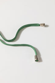 Moss green blouse drawstring with silver hardware detail