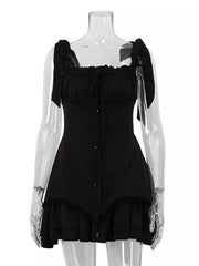 Playful Ruffled Mini Dress With Tie Straps