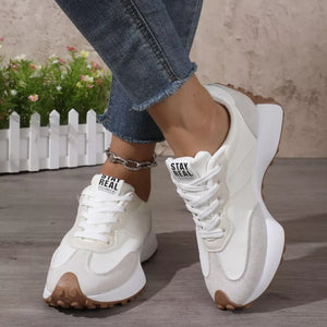 Round Toe Flats Sneakers in Beige, side view