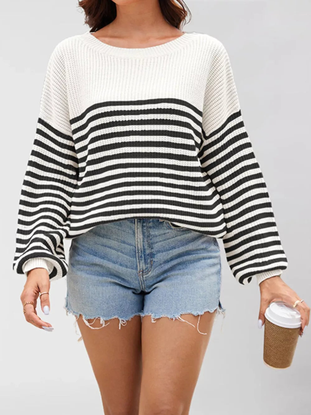 Red pullover sweater with hip-length and pullover