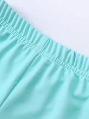 Children's cyan swimwear set with elastic waistband detail