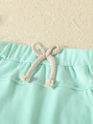 Light Green baby set shorts with drawstring detail