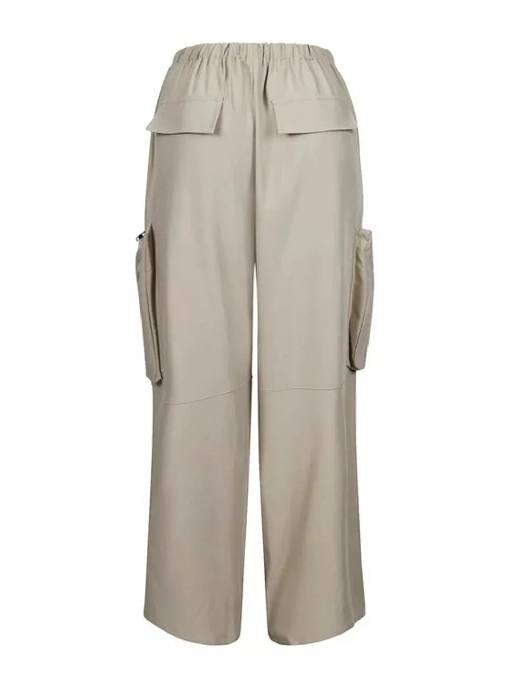 Drawstring Cargo Pants With Zipper Accents in Black, model styling view