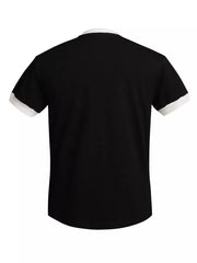Men's Us Flag Graphic Round Neck T-shirt in Black, side view