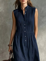 Sleeveless Button Front Midi Dress Plus Size, side view