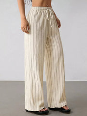 Striped Wide-leg Drawstring Pants, view 20