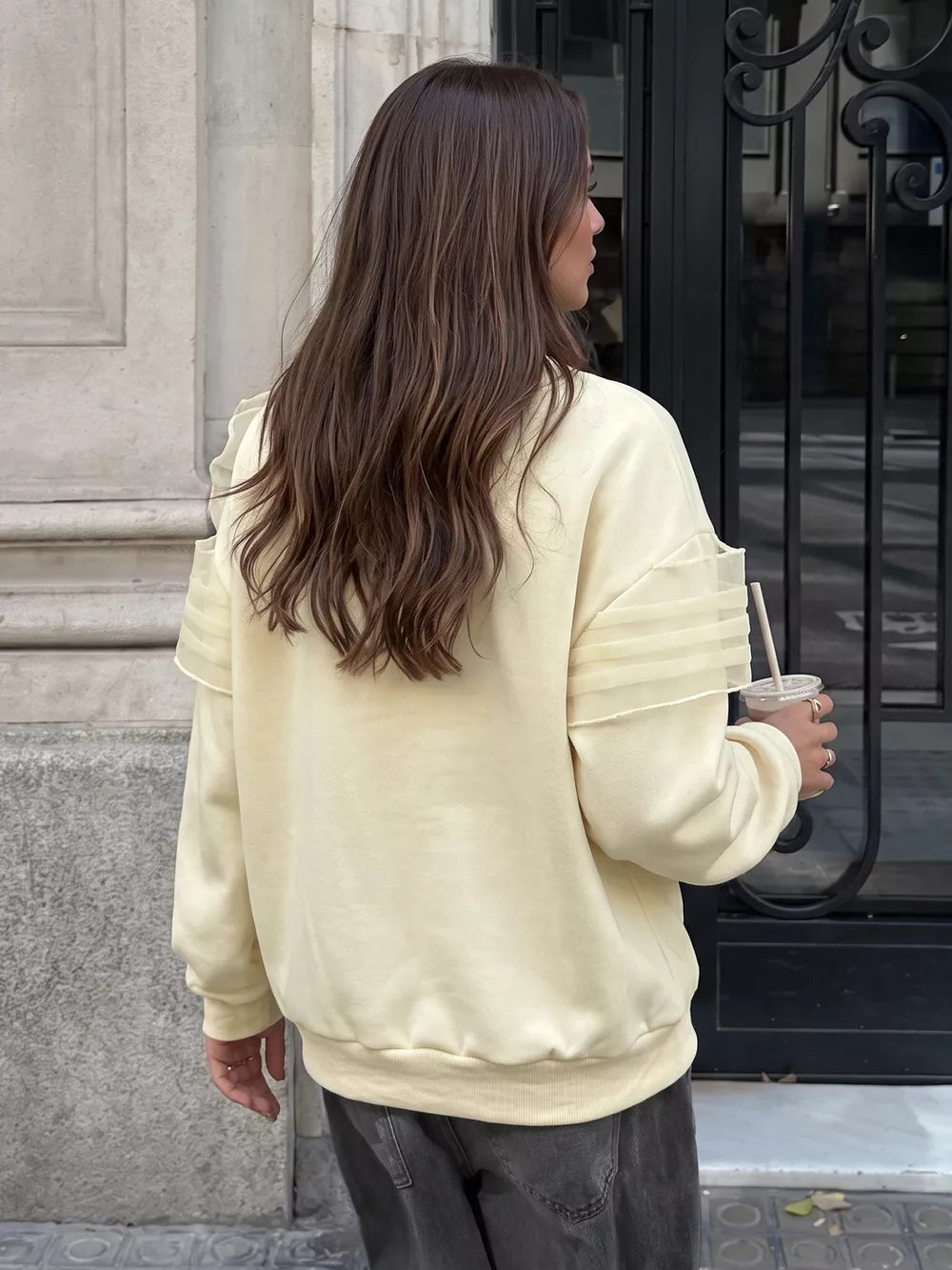 Bow Round Neck Long Sleeve Sweatshirt, alternate angle