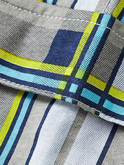 Baby cotton tee and shorts ensemble with blue, green, and grey plaid pattern.