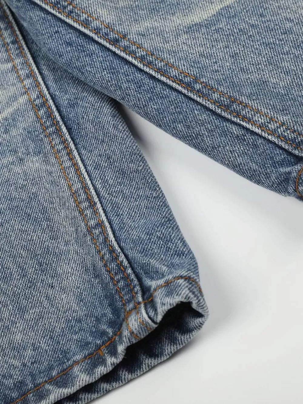 Men's Vintage Wash Wide Leg Denim Capris, product detail