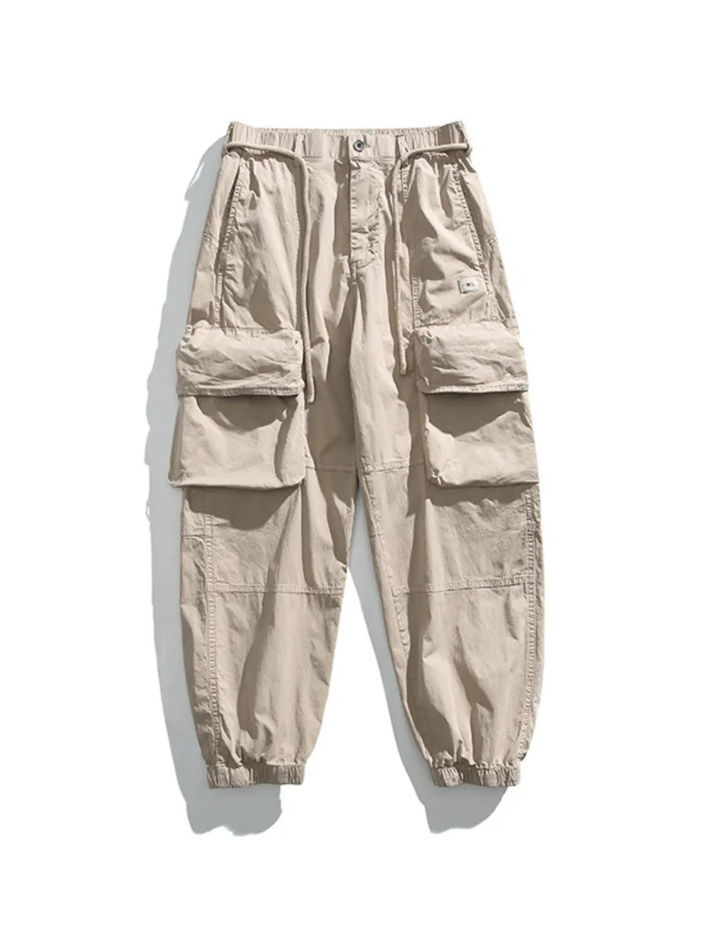Men's Full Size Multiple Pockets Sweatpants Set in Khaki, model styling view