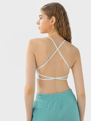 White active crop top with strappy back detail