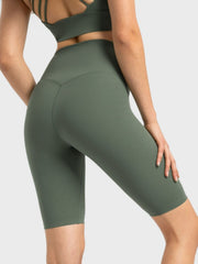 Sculpted Active Bike Shorts in Matcha Green with a V-seam detail and high waist.