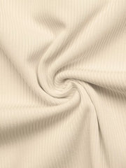 Ribbed V-neck Long Sleeve Bodysuit in Tan, view 13
