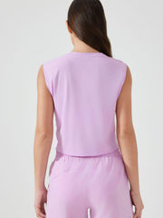 Sculpted Crop Active Muscle Tee in Pink Purple, a sleeveless crewneck crop top.