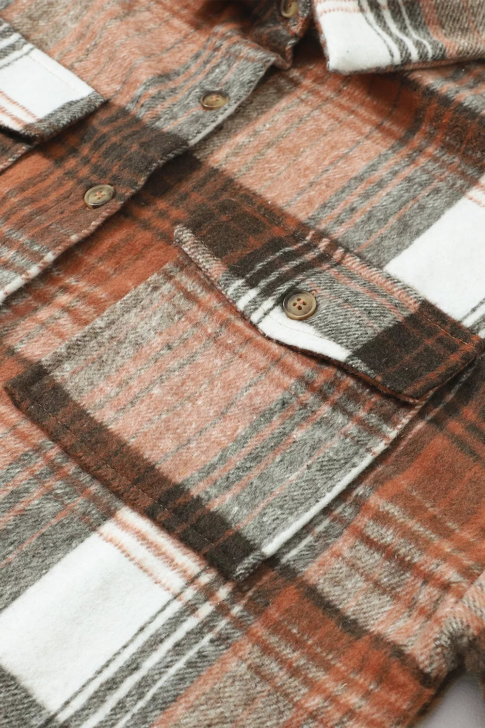 Plaid Button Up Shacket in Caramel, editorial view