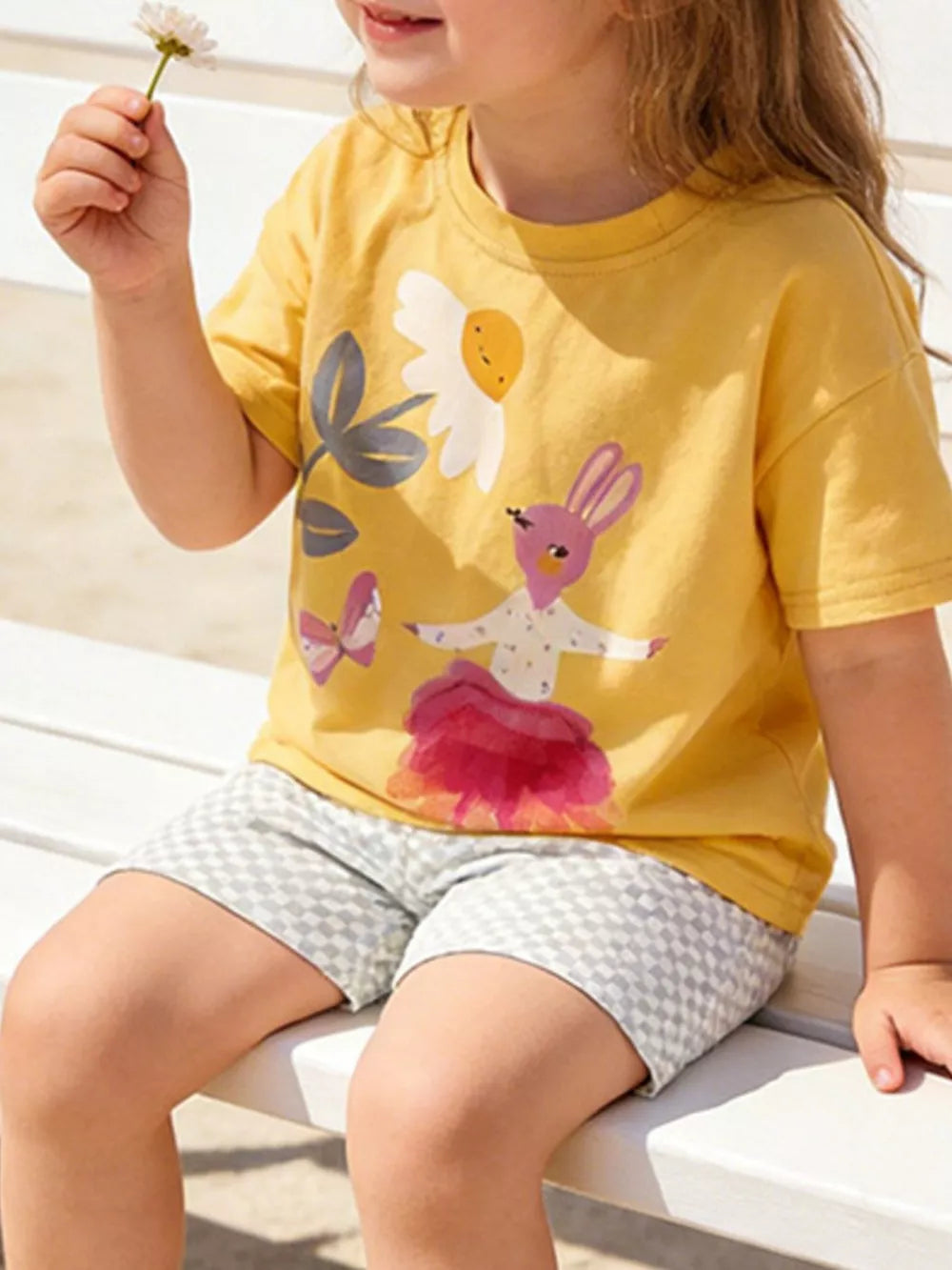Baby & children's cotton tee and shorts set with bunny graphic