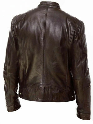 Men's Full Size Leather Biker Jacket in Blue, product detail