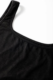 Black wide-leg jumpsuit with scoop neckline detail