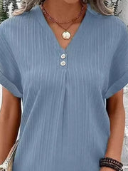 Full Size Casual V-neck Short Sleeve Dress in Silver, view 14