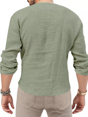 Men's Slim Fit Long Sleeve Blouse Plus Size in White, view 18