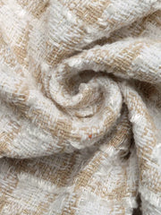 Pearl trim tweed jacket in apricot with gold threads and textured fabric detail