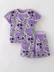Playful Monkey Print Toddler Tee & Shorts Set