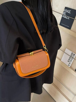 Adjustable Strap Crossbody Bag in Brown, back view