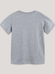 Toddler grey cotton crew neck t-shirt, basic style, short sleeves.