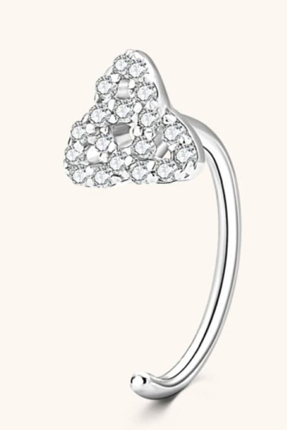 Silver ear climber with diamond-dusted crescent detail