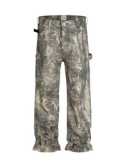 Carpenter jeans in mocha camo print with raw hem